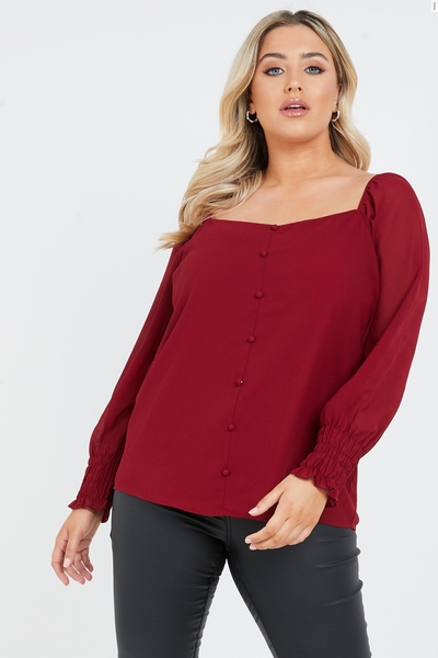 Curve Chiffon Berry Ruched Top